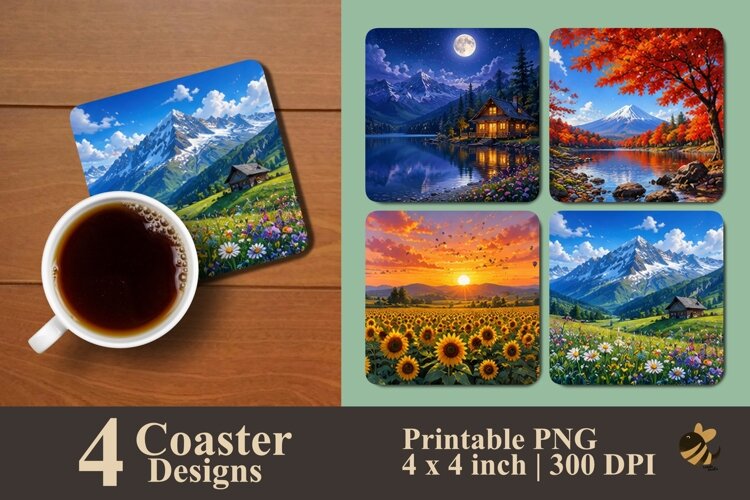 Nature Serenity Collection Coaster Sublimation Designs example image 1