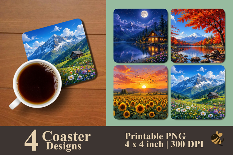 Nature Serenity Collection Coaster Sublimation Designs