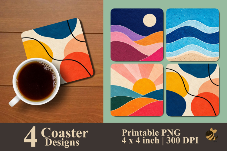 Mid-Century Modern Coaster Sublimation Designs