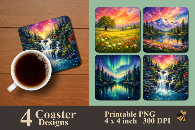 Nature Glow Collection Coaster Sublimation Designs