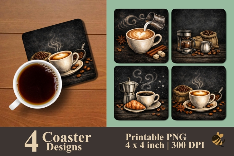 Coffee Lover’s Collection Coaster Sublimation Designs
