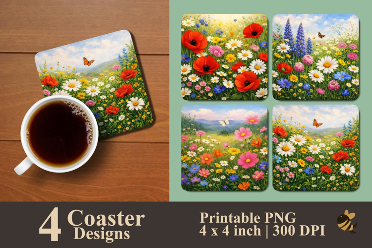 Wildflower Garden Collection Coaster Sublimation Designs