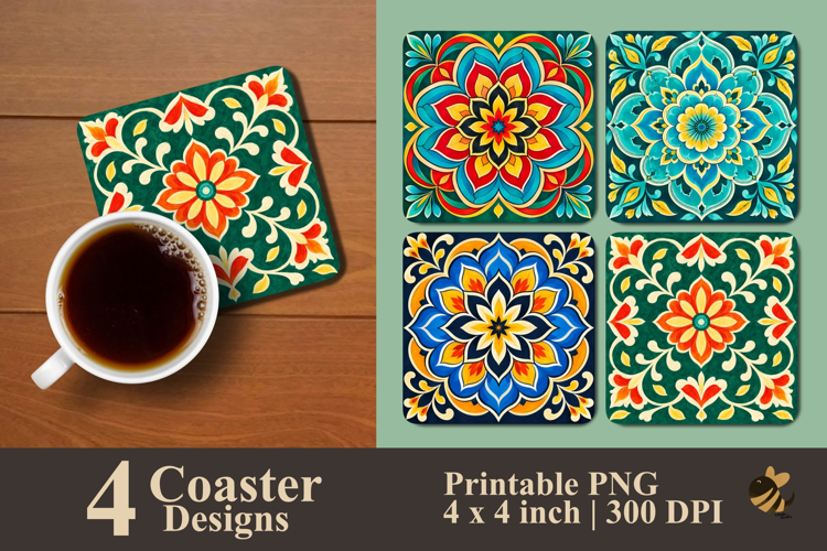 Ornamental Bloom Collection Coaster Sublimation Designs