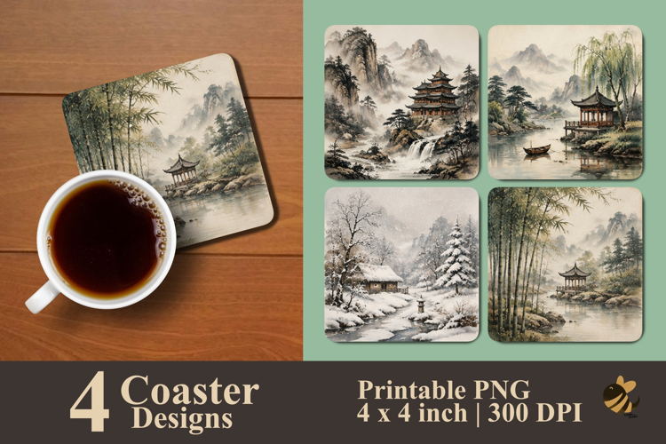 Oriental Serenity Collection Coaster Sublimation Designs