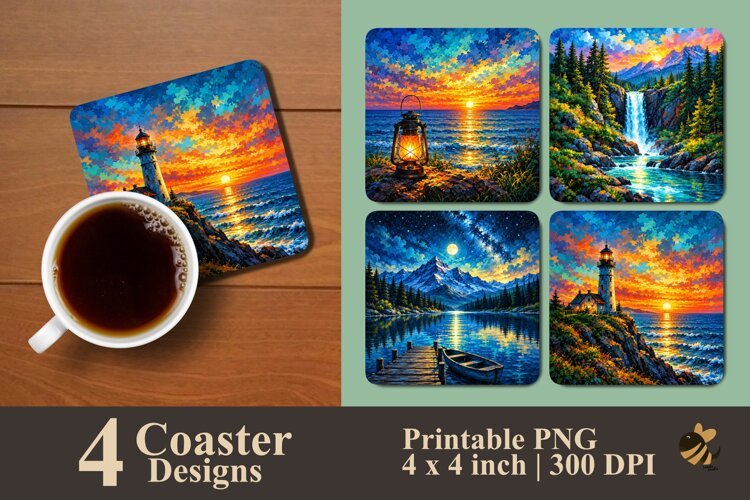 Scenic Nature Coaster Sublimation Designs example image 1