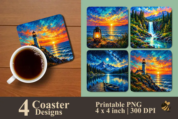 Scenic Nature Coaster Sublimation Designs
