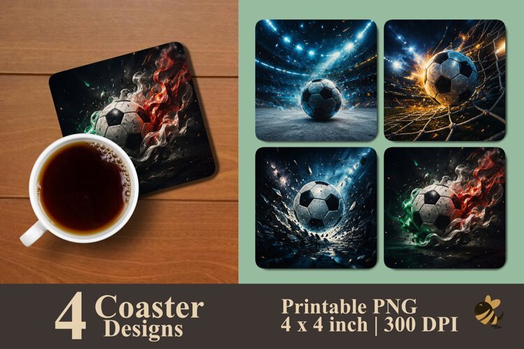 Cool Soccer Ball Coaster Sublimation Designs example image 1