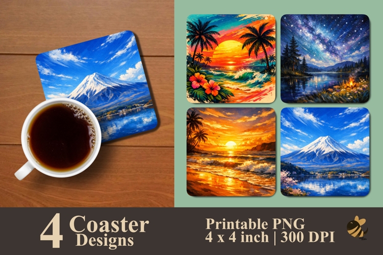 Majestic Landscapes Coaster Sublimation Design