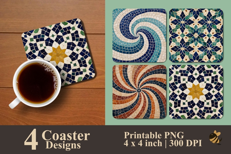 Mosaic Whispers Coaster Sublimation Design