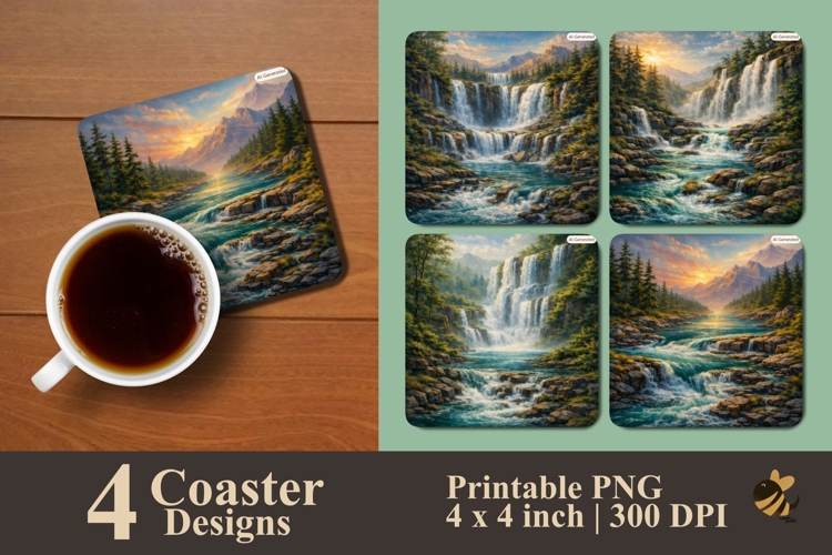 Waterfall Collection Coaster Sublimation Designs example image 1