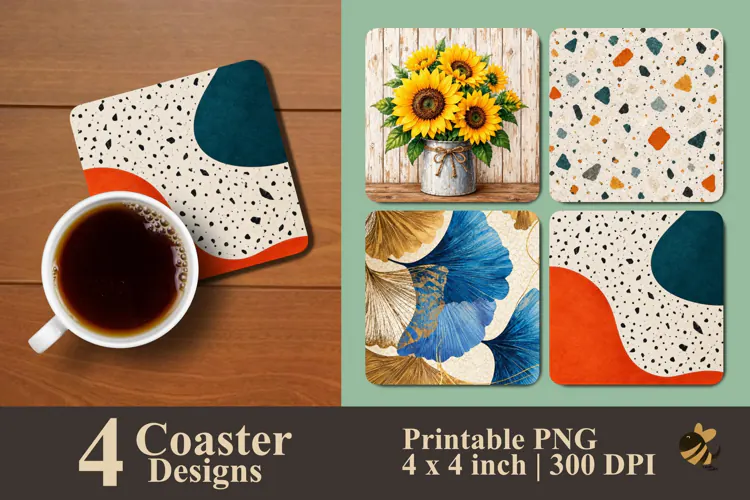 Modern Abstract & Floral Coaster Sublimation Designs