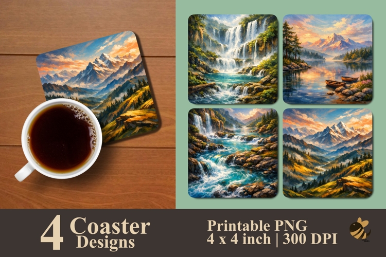 Nature View Coaster Sublimation Design