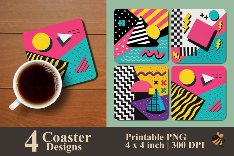 Geometric Groove Designs Coaster Sublimation Designs