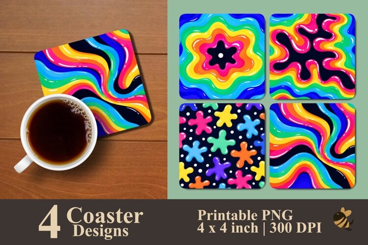 Color Vortex Collection Coaster Sublimation Designs example image 1