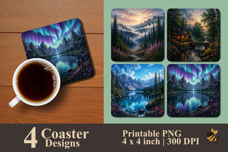 Exotic Nature Coaster Sublimation Designs