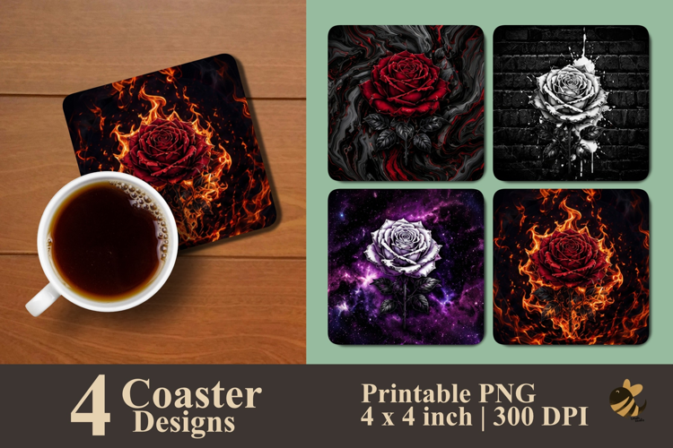 Gothic Flame Coaster Sublimation Designs