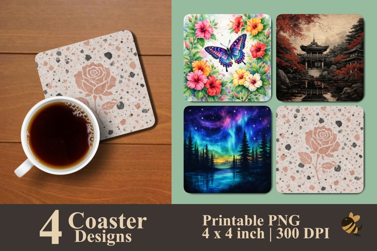 Echoes of Nature Set Coaster Sublimation Design