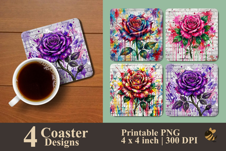 Brickwall Rose Coaster Sublimation Designs