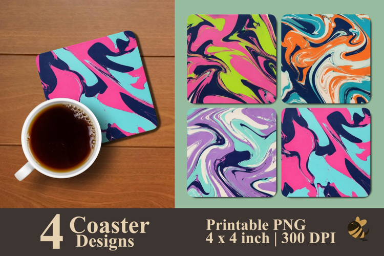 Marble Glow Collection Coaster Sublimation Designs