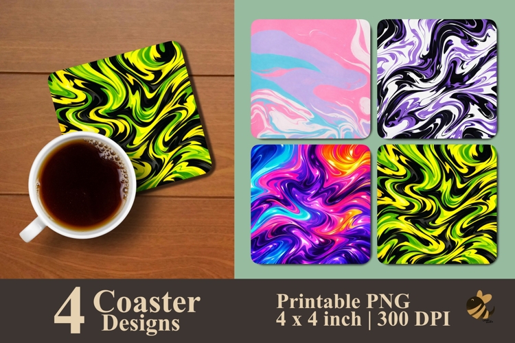 Art of Acrylic Pouring Coaster Sublimation Design
