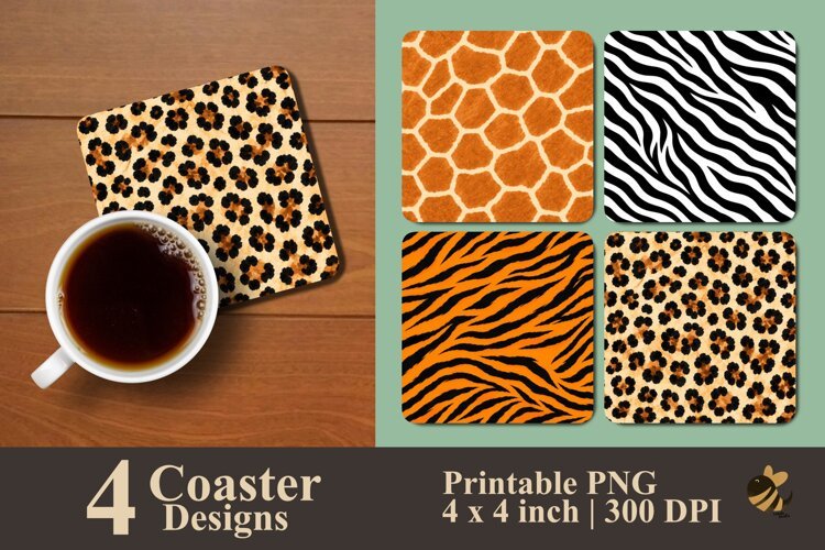 Wild Animal Print Coaster Sublimation Designs example image 1