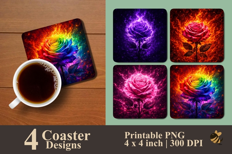 Radiant Rose Collection Coaster Sublimation Designs