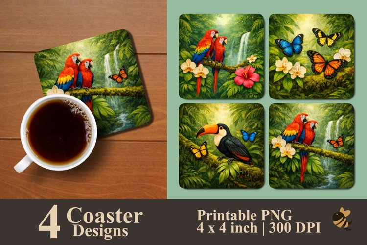 Rainforest Harmony Collection Coaster Sublimation Designs