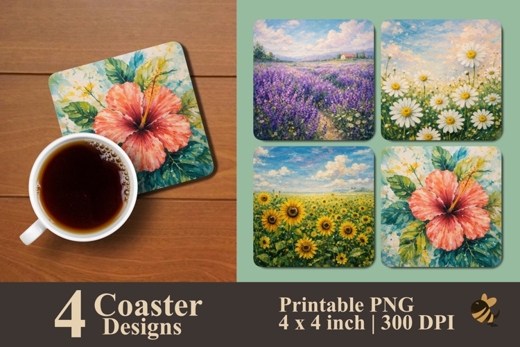 Floral Beauty Collection Coaster Sublimation Design