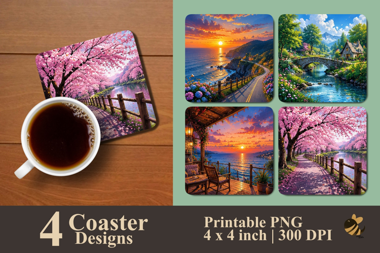 Romantic Pathways Collection Coaster Sublimation Designs
