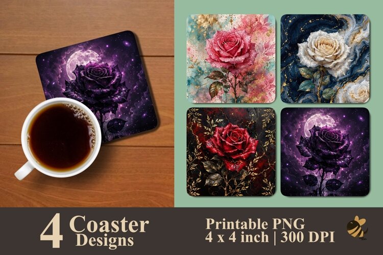 Celestial Rose Coaster Sublimation Designs example image 1