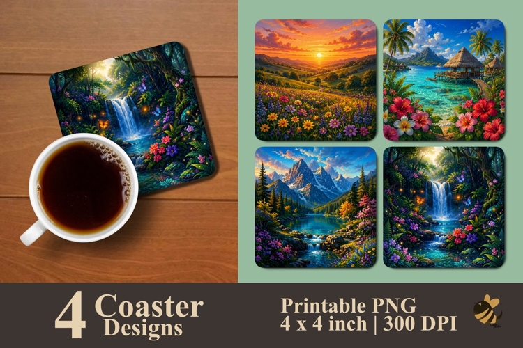 Scenic Paradise Collection Coaster Sublimation Designs