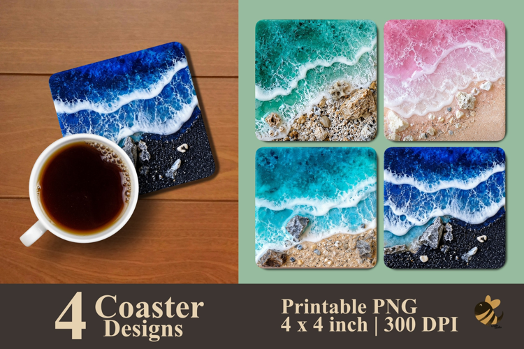 Tropical Shores Coasters Coaster Sublimation Designs