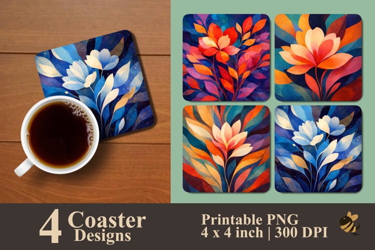Abstract Bloom Coaster Sublimation Designs example image 1