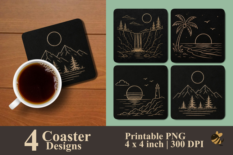 Golden Nature Collection Coaster Sublimation Designs
