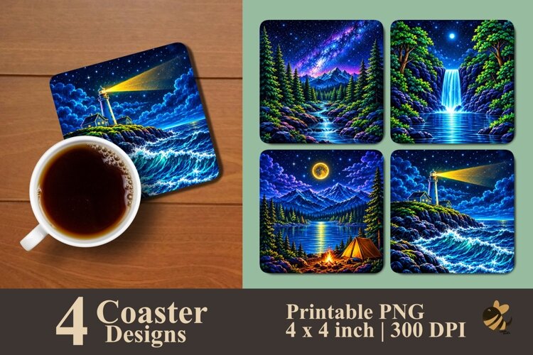 Shimmering World Coaster Sublimation Designs example image 1