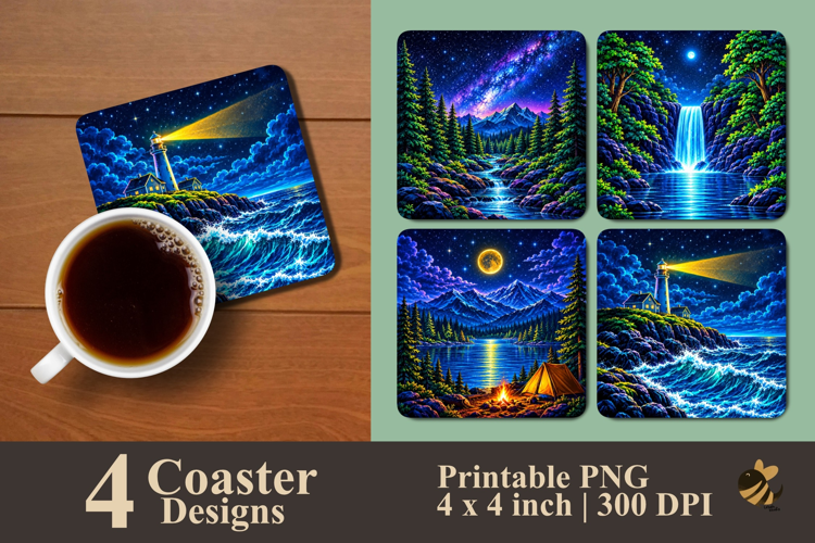 Shimmering World Coaster Sublimation Designs