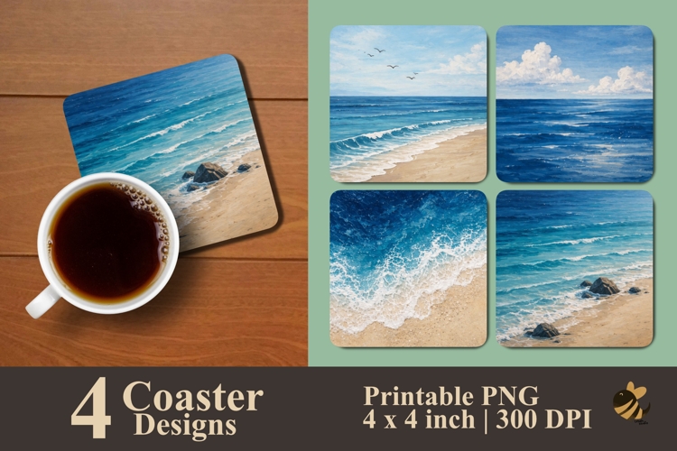 Seaside Serenity Coaster Sublimation Designs