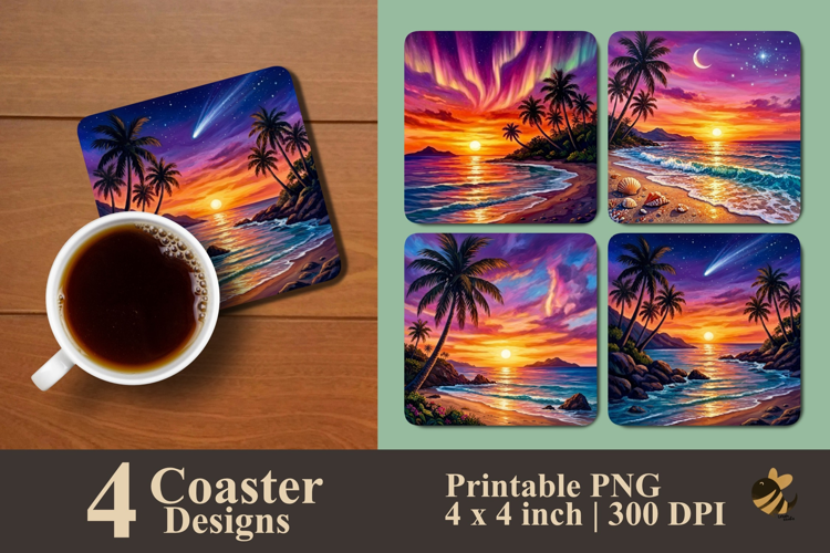 Ocean Paradise Series Coaster Sublimation Designs