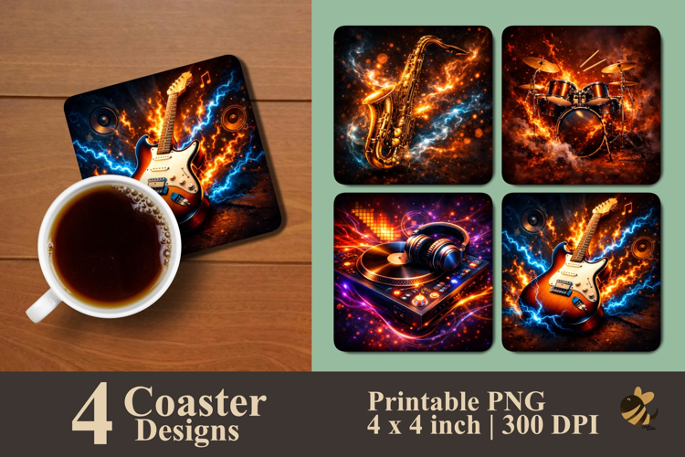 Musical Energy Realms Coaster Sublimation Designs