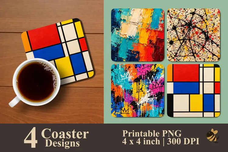 Abstract Expressionism Coaster Sublimation Designs