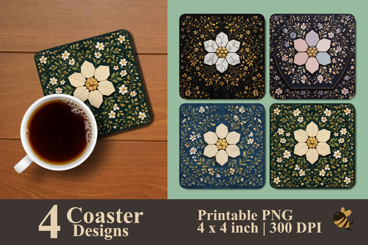 Ornamental Bloom Coaster Sublimation Design