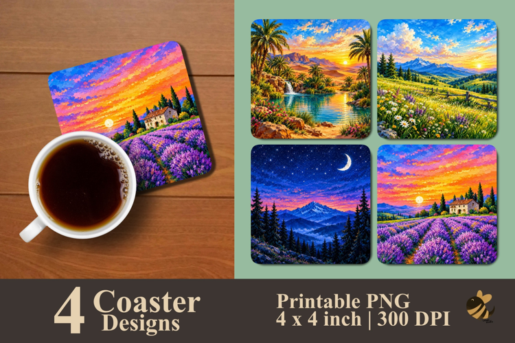 Scenic Nature Coaster Sublimation Designs
