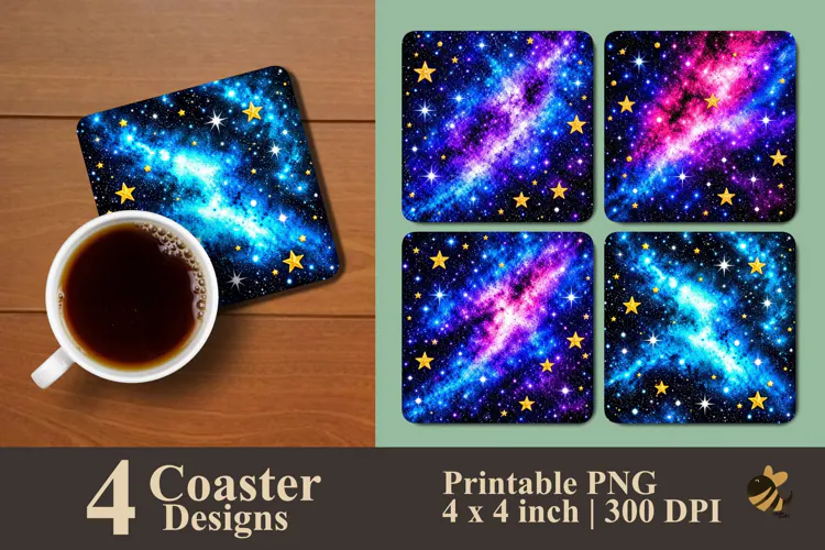 Starry Galaxy Coaster Sublimation Designs