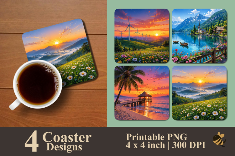 Beauty Nature Collection Coaster Sublimation Designs