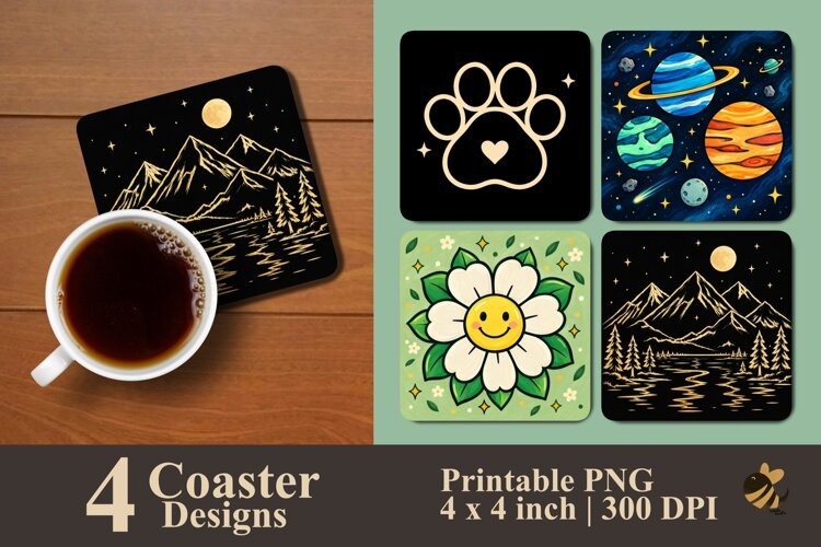 Cute Aesthetic Mix Coaster Sublimation Designs example image 1
