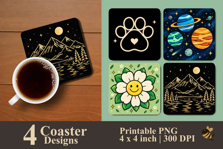 Cute Aesthetic Mix Coaster Sublimation Designs