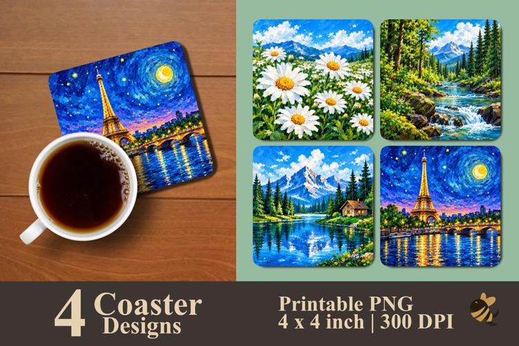 Impressionist Landscape Coaster Sublimation Designs