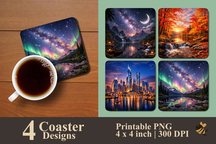 Nature & Skyline Coaster Sublimation Design