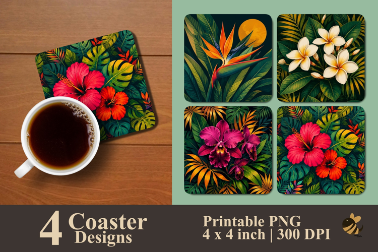 Paradise Petals Coaster Sublimation Designs