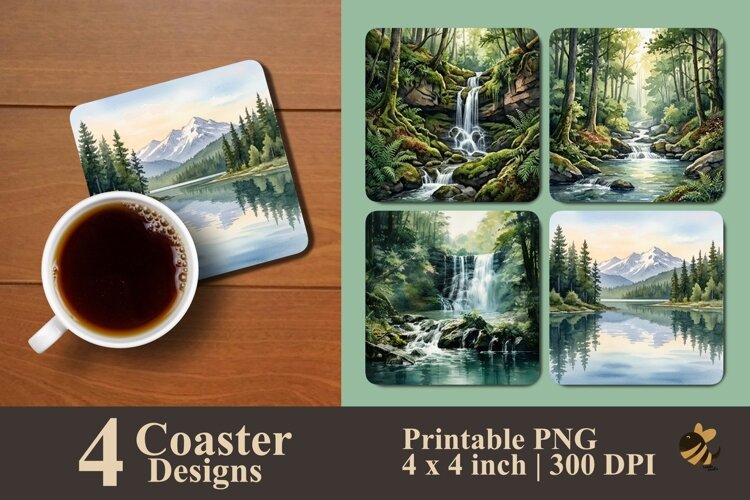 Nature’s Haven Coaster Sublimation Designs example image 1